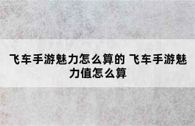 飞车手游魅力怎么算的 飞车手游魅力值怎么算